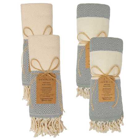 DEERLUX 100% Cotton Turkish Hand Towels and Bath Towels, Diamond Peshtemal, Gray, PK 2 QI004448.GY